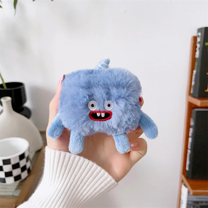 Cute Plush Monster AirPods Case – Fluffy Cartoon Cover
