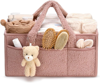 Baby Diaper Caddy Organizer – Plush Teddy Bear Changing Table Caddy