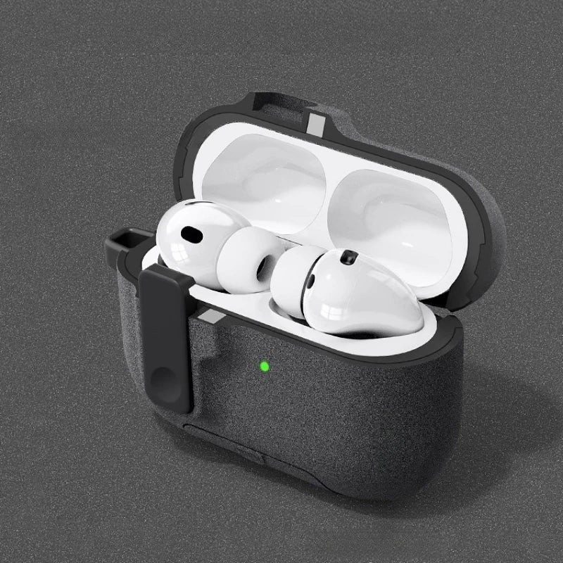 AirPods Pro 3 Case with Phone Stand – Magnetic Lock, Carabiner Hook & Shockproof TPU Cover