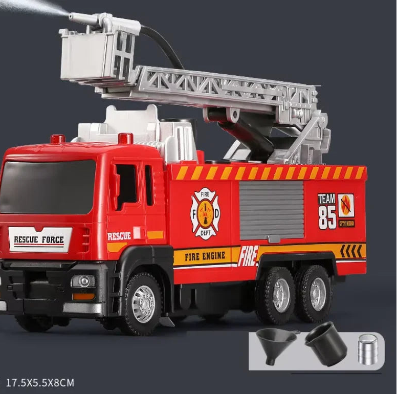 Diecast Fire Truck Toy with Lights Music and Water Spray