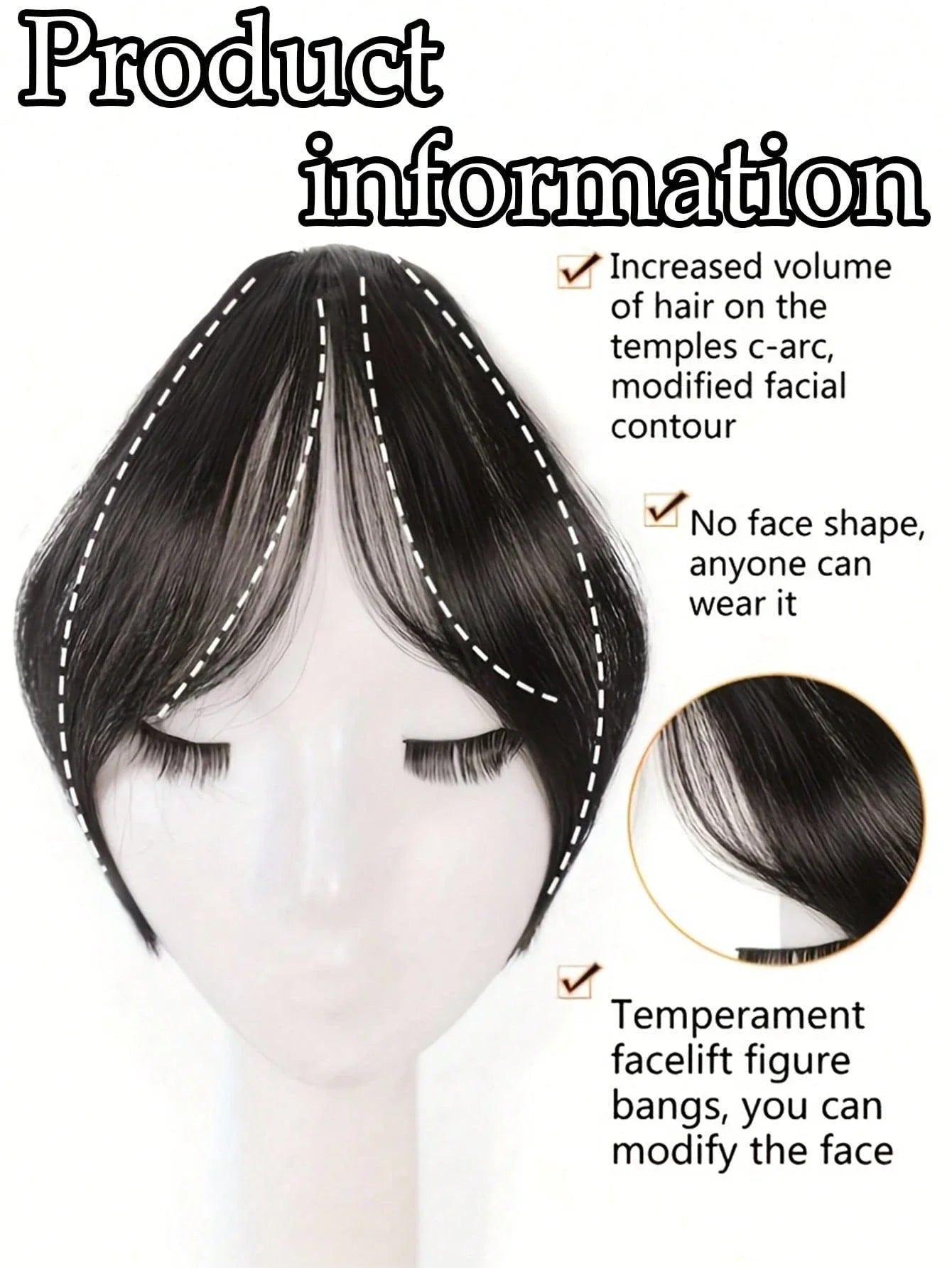 Clip-In Bangs Hair Extension Middle Part Natural Seamless Synthetic