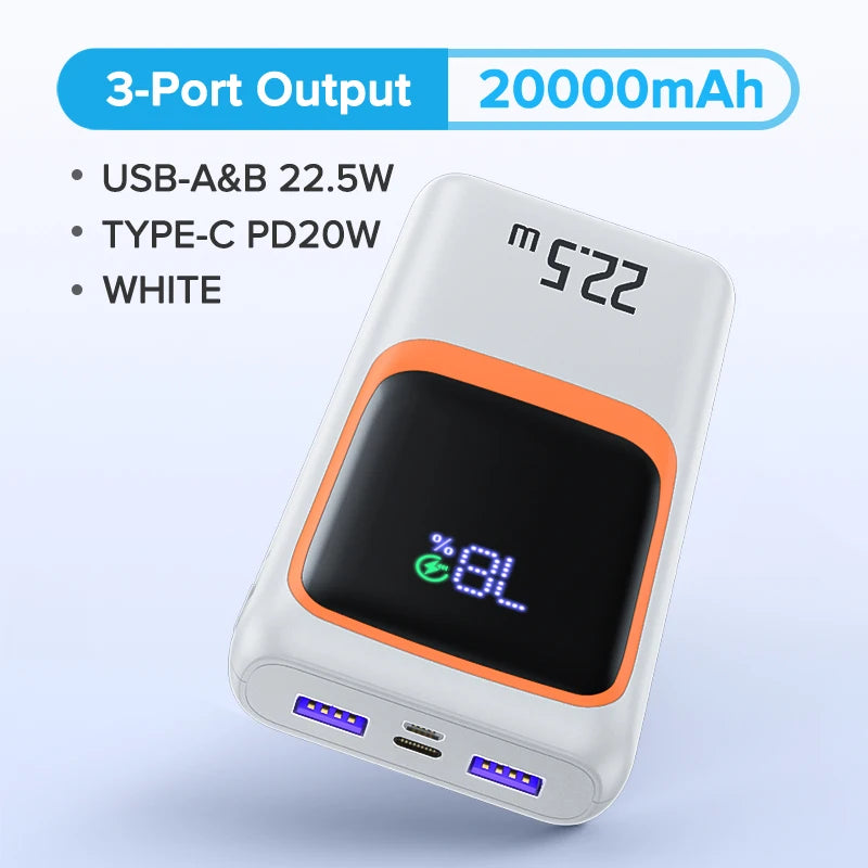 QOOVI Power Bank 22.5W Fast Charging 3-Port 10000/20000mAh Portable Charger