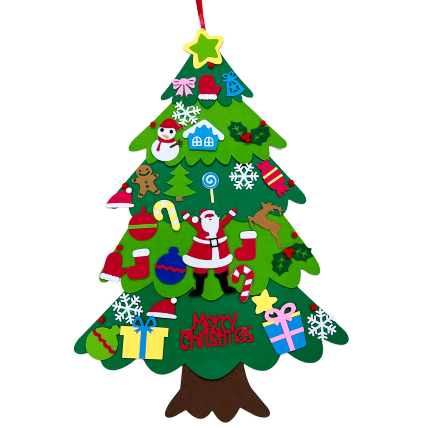 DIY Felt Christmas Tree for Kids – 32pcs Ornaments & LED Lights