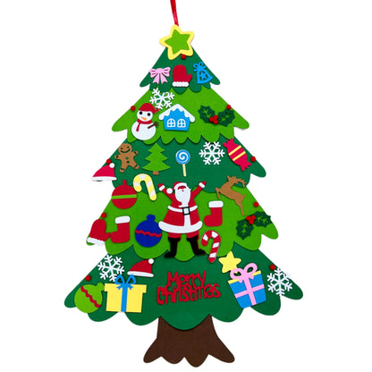 DIY Felt Christmas Tree for Kids – 32pcs Ornaments & LED Lights