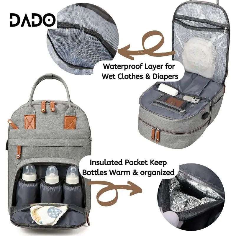 Diaper Bag Backpack with Changing Pad & USB Charging Port