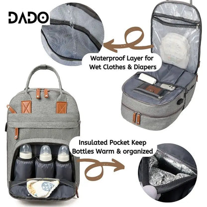 Diaper Bag Backpack with Changing Pad & USB Charging Port