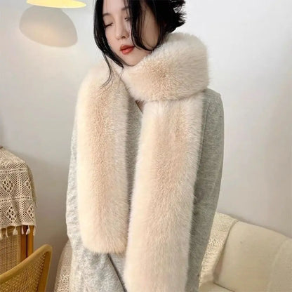 Faux Fur Long Scarf – Soft Plush Wrap Shawl for Women