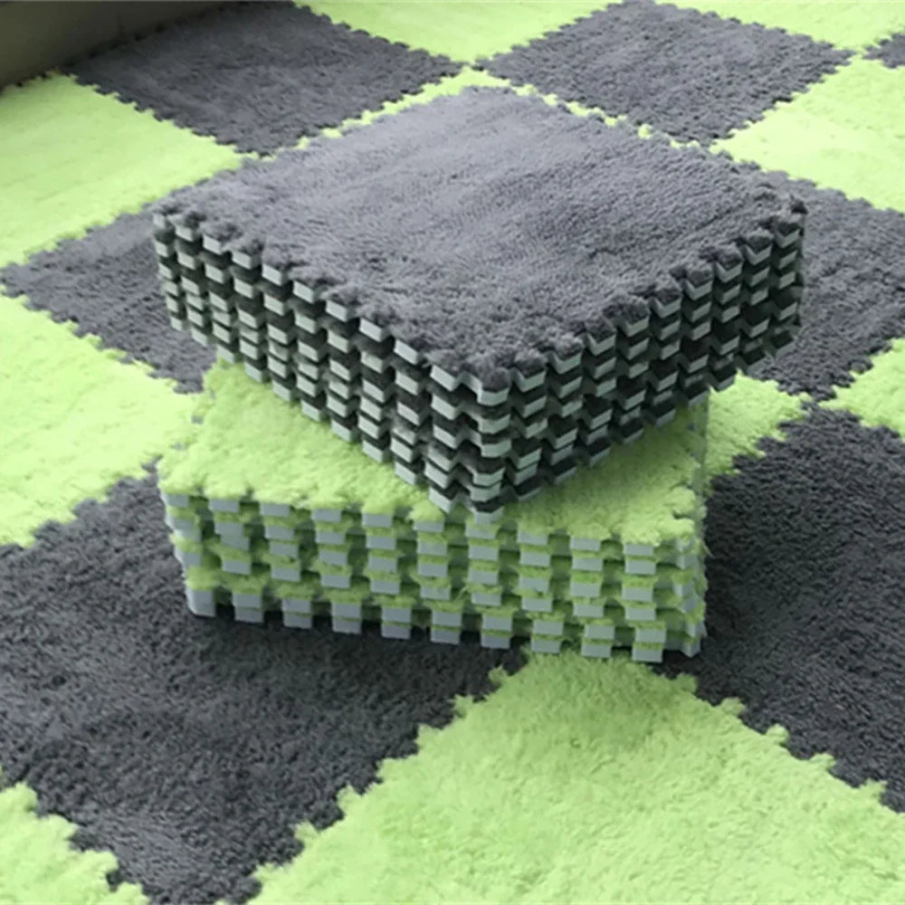 Interlocking Foam Puzzle Play Mat Tiles – Soft Plush Carpet for Kids & Baby
