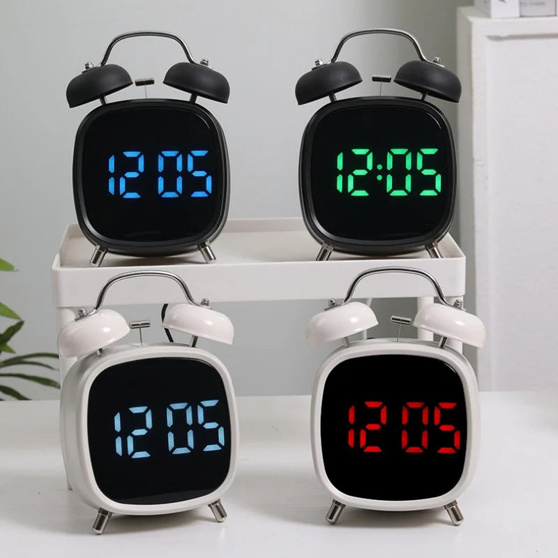 Voice Control Digital Alarm Clock – Double Bell, Super Loud, Night Mode