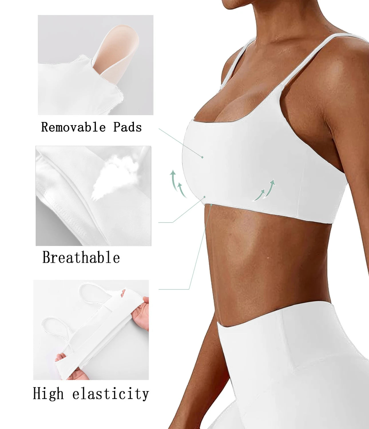 Women's Sports Bra – Nylon Cross Back with Removable Pads