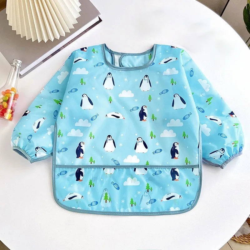 Baby Long Sleeve Waterproof Bib Apron with Pocket