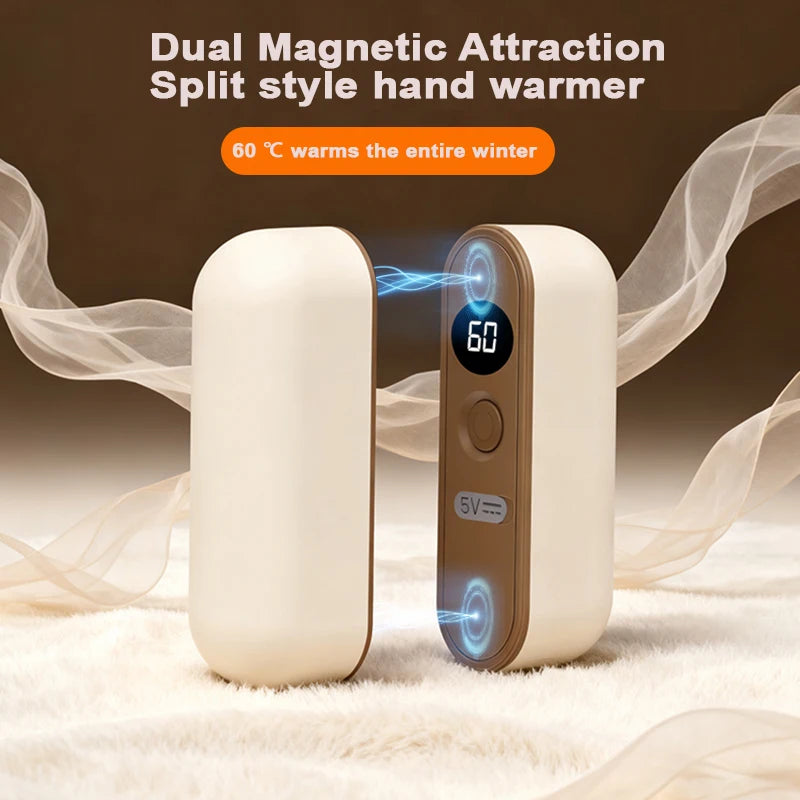 Split Hand Warmer Magnetic with LCD Display & Independent Heating