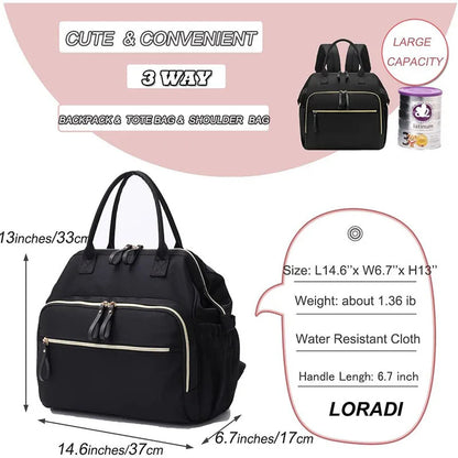Diaper Bag Backpack Large Capacity Cotton Maternity Tote