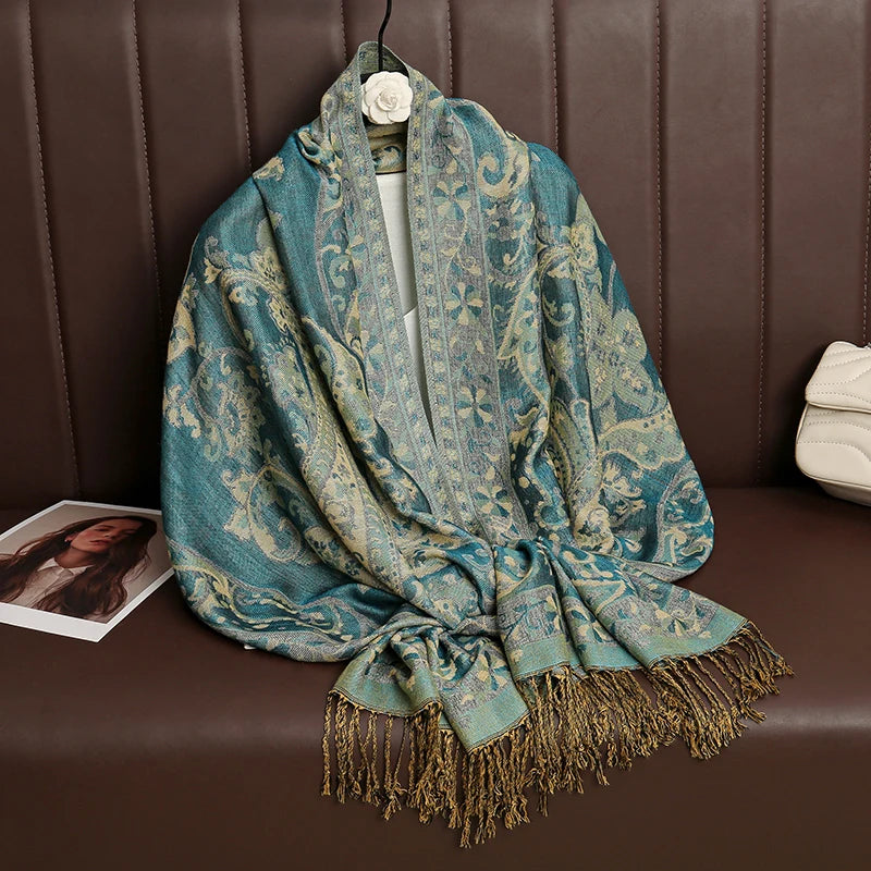 Paisley Print Cashmere Pashmina Shawl for Women – Warm Winter Wrap
