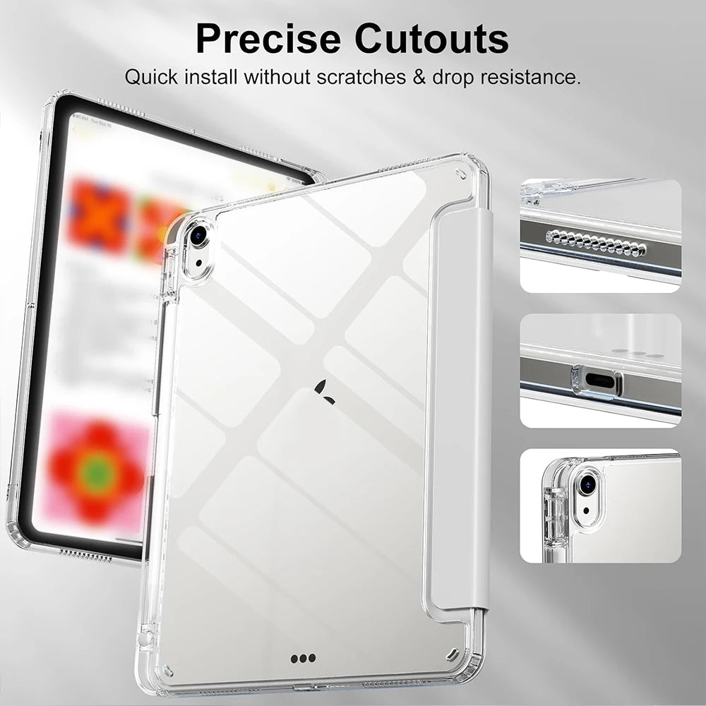 iPad Case Clear Back Smart Folio with Auto Wake/Sleep