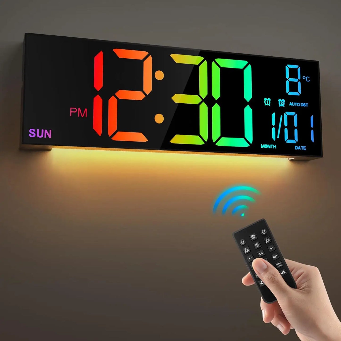 Large LED Digital Wall Clock with Remote Control