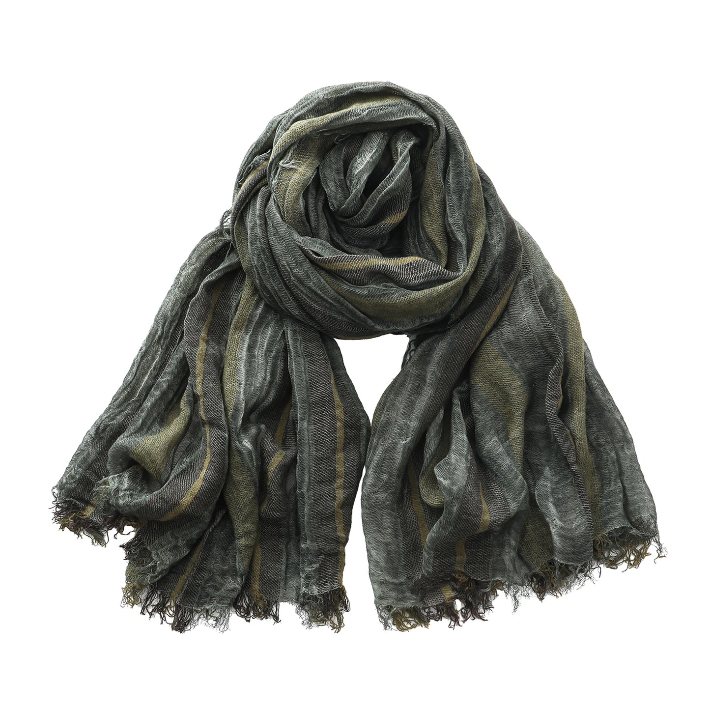Men's Striped Cotton Linen Scarf – Warm Neckerchief Pashmina