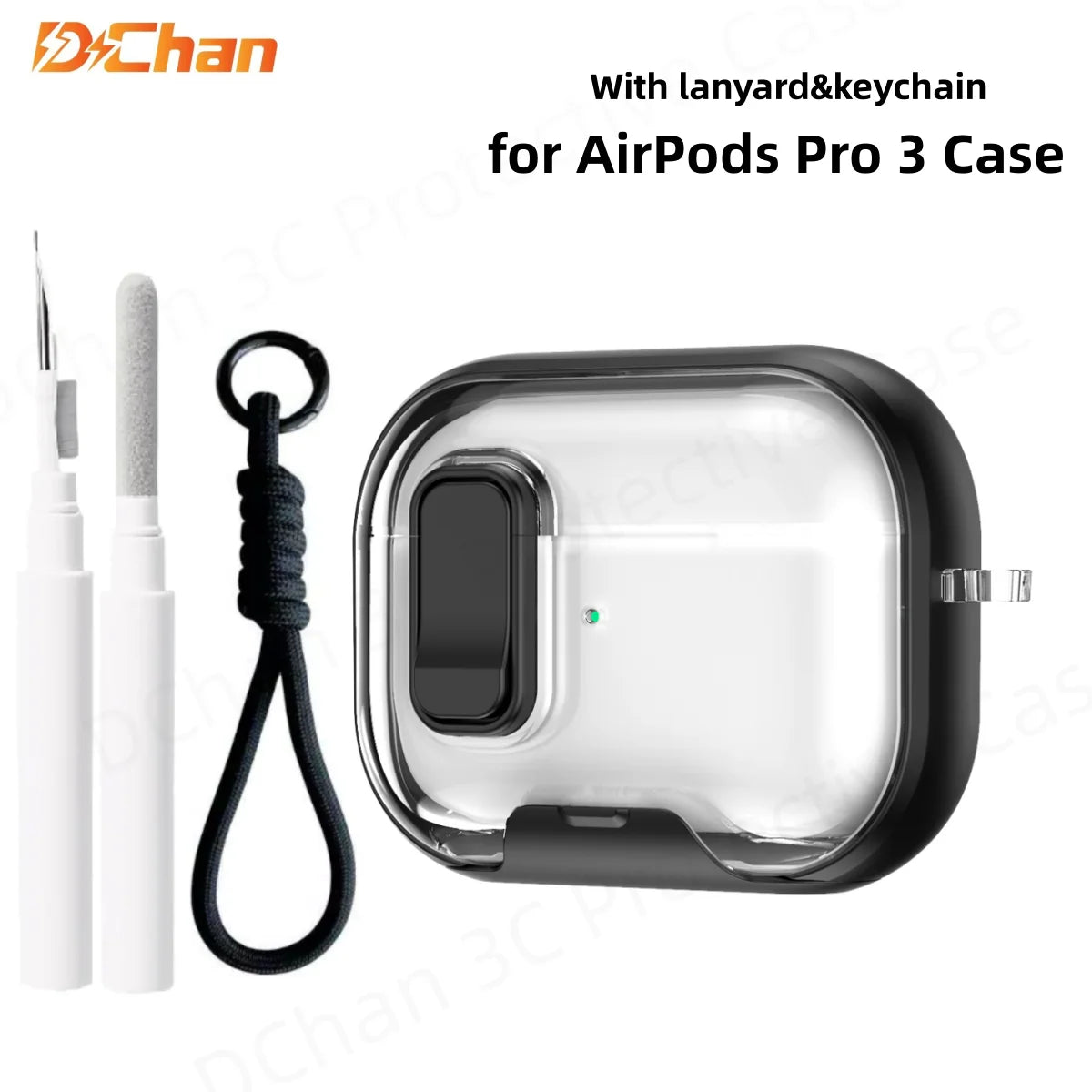 AirPods Pro 3 Clear Case with Cleaning Kit & Lanyard