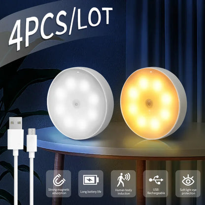 Motion Sensor LED Night Light – Rechargeable Cabinet & Wall Lamp
