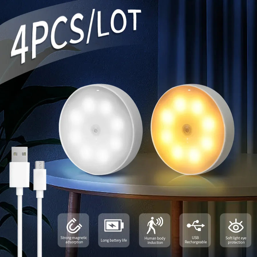 Motion Sensor LED Night Light Rechargeable Wall Light
