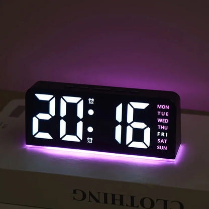 Digital LED Alarm Clock with Night Light & Temperature Display