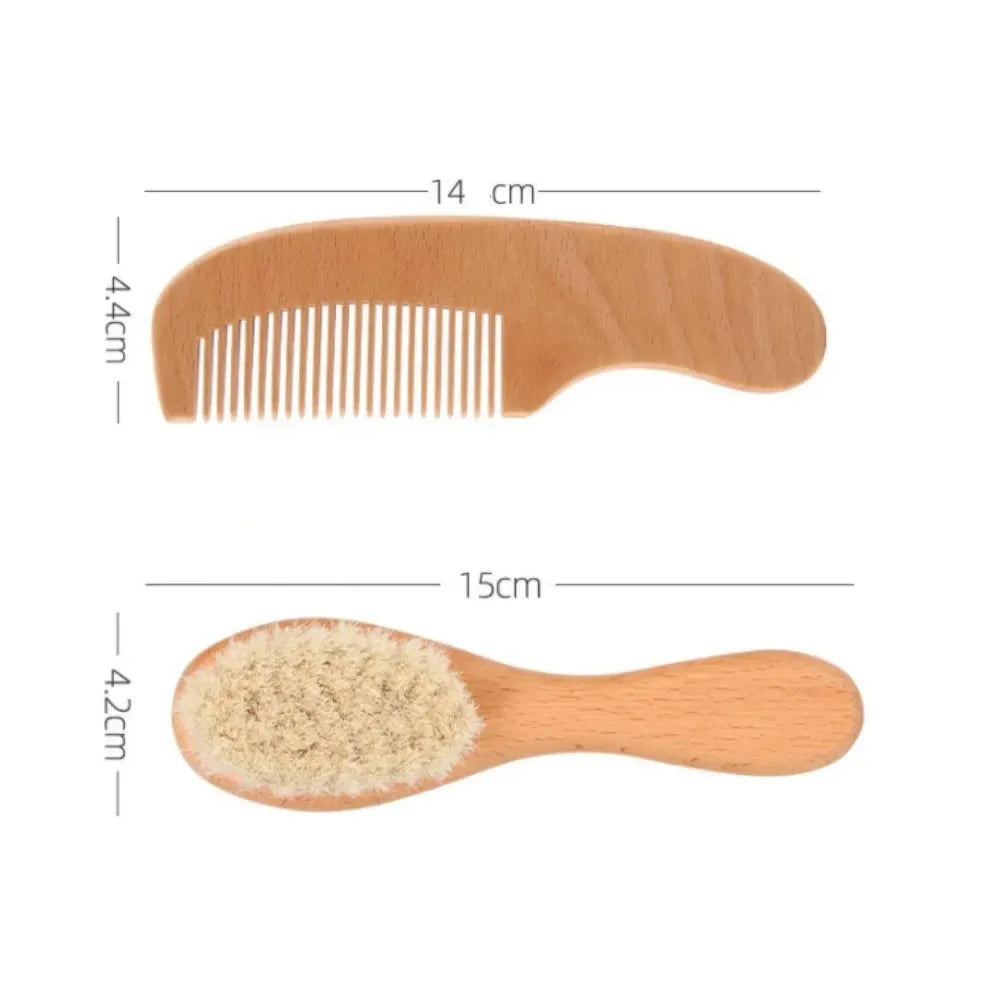 Baby Hair Brush & Comb Set – Natural Beechwood 2-Piece