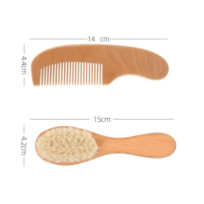 Baby Hair Brush & Comb Set – Natural Beechwood 2-Piece