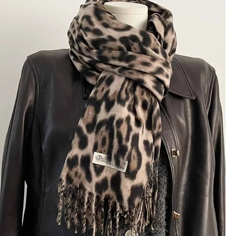 Leopard Print Pashmina Shawl Scarf – Warm Faux Cashmere Wrap