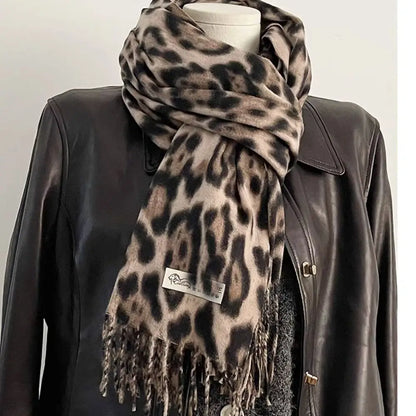 Leopard Print Pashmina Shawl Scarf – Warm Faux Cashmere Wrap