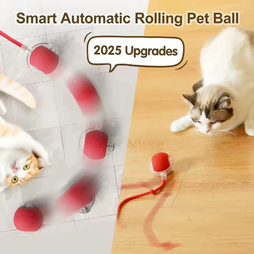 Interactive Cat Ball Toy with Rope – Auto Rolling Electric Silicone