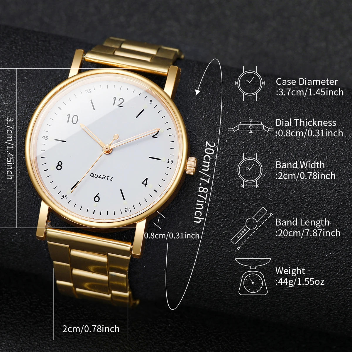 Women's Quartz Watch & Heart Bracelet Set – 2 or 4 Piece