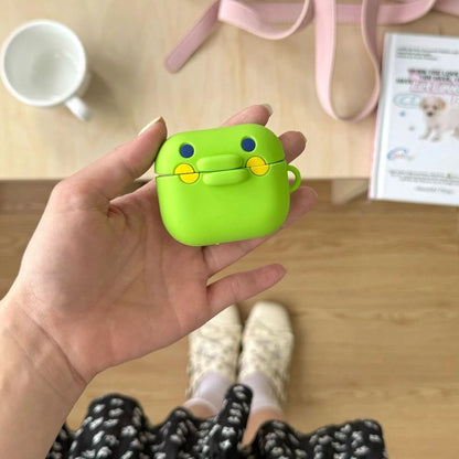 Cute Frog AirPods Case Silicone with Carabiner Clip
