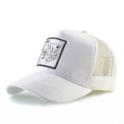 Unisex Embroidered Animal Patch Trucker Snapback Cap