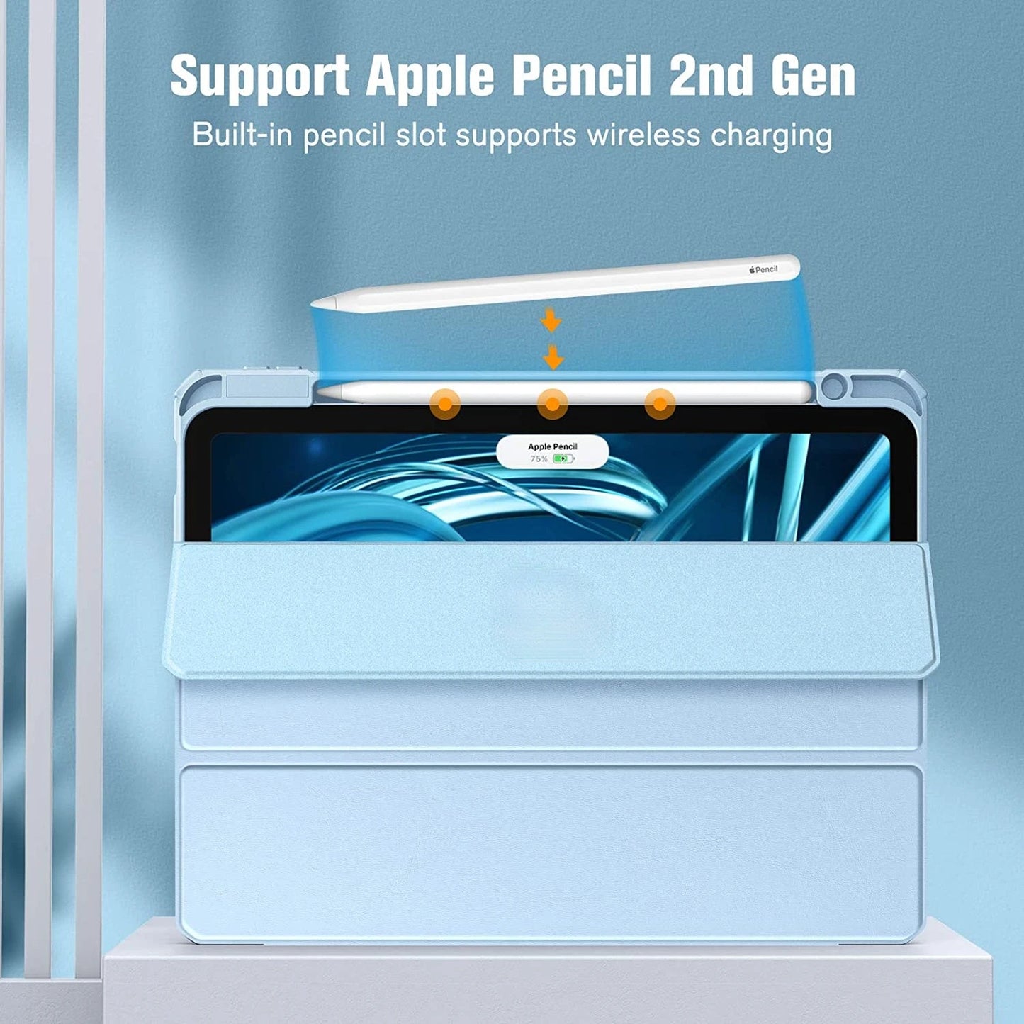 iPad Case with Pencil Holder – Clear Back Folio Cover