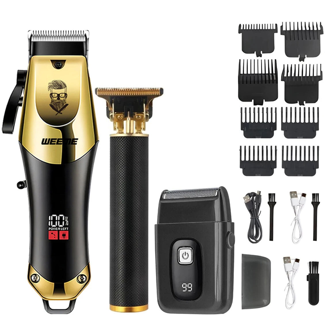 Hair Clipper & Beard Trimmer Kit Rechargeable T9 Vintage