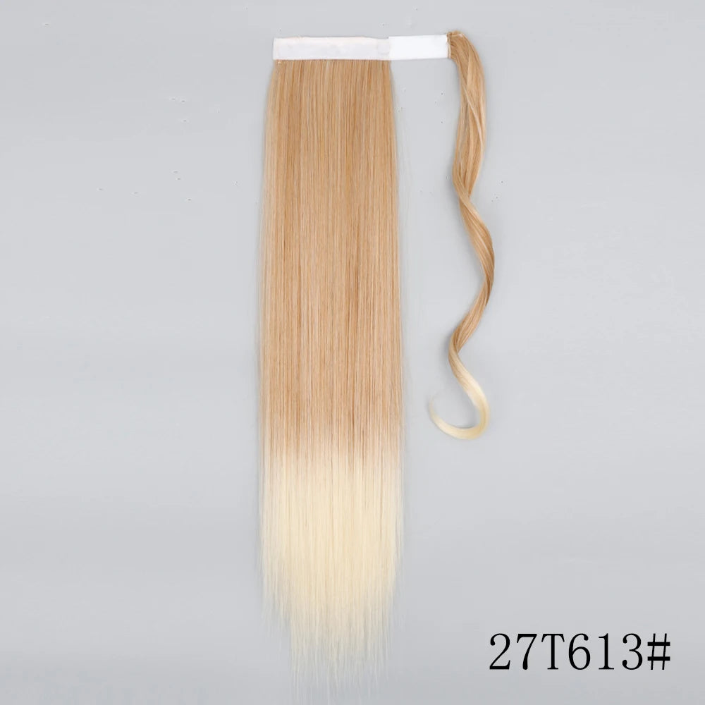 Wrap Around Ponytail Extension Synthetic Straight Hair 22-34 Inch