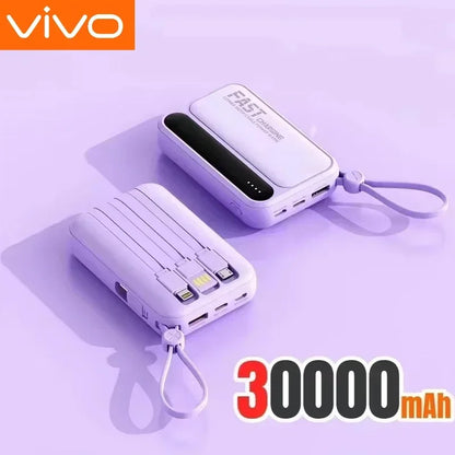 Portable Power Bank with Built-in Cables – Fast Charging 10000–50000mAh