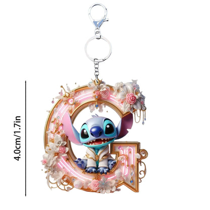 Stitch Letter Keychain – Acrylic Initial Pendant A–Z