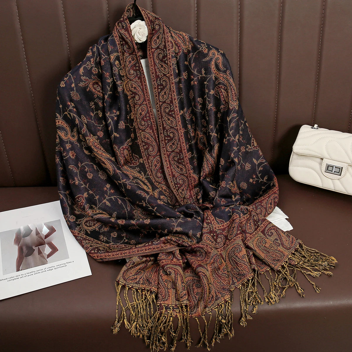 Paisley Print Cashmere Pashmina Shawl for Women – Warm Winter Wrap