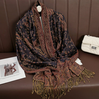 Paisley Print Cashmere Pashmina Shawl for Women – Warm Winter Wrap