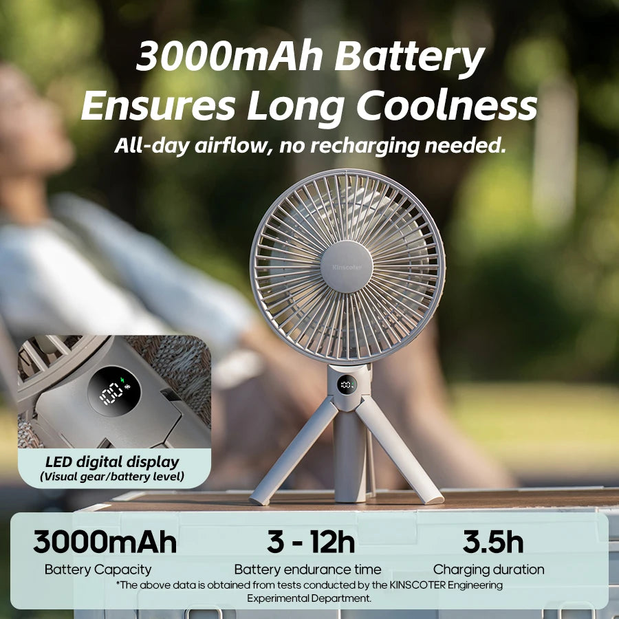 Handheld Folding Fan 3600mAh Rechargeable Desktop & Portable