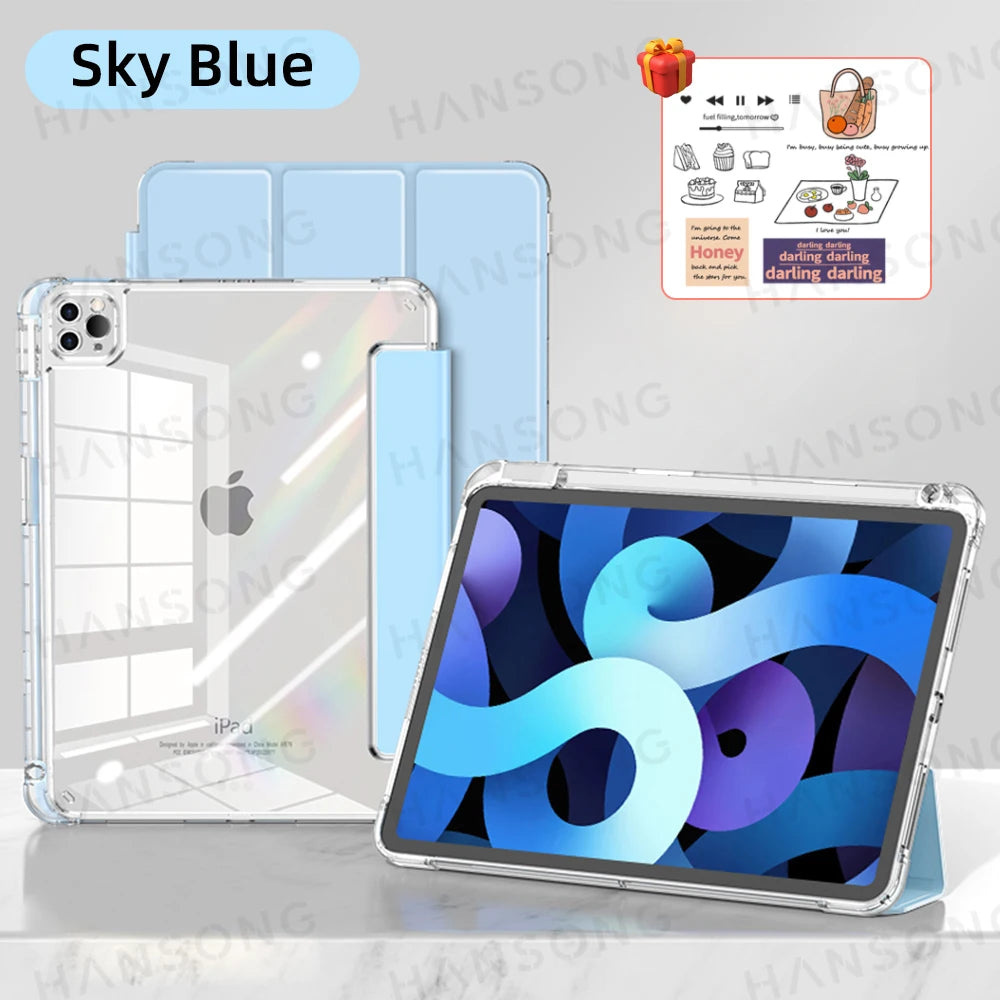 iPad Case with Clear Back – Smart Tri-Fold Folio Cover