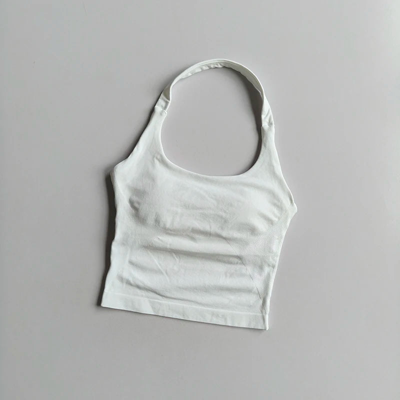 Women's Halter Neck High Support Sports Bra – Backless Yoga Top