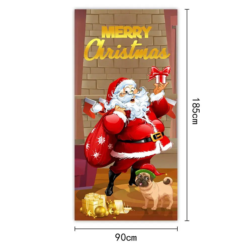 Christmas Door Cover – Santa Claus Holiday Decoration 35x73in