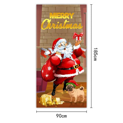 Christmas Door Cover – Santa Claus Holiday Decoration 35x73in