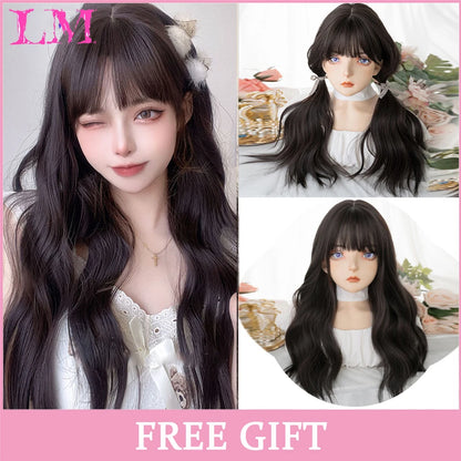 Cosplay Synthetic Wig with Bangs – Long Straight 24 Inch, Heat Resistant