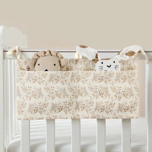Baby Crib Organizer – Cotton Bedside Storage Bag for Nursery