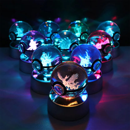 Pokémon Pikachu and Charizard 3D Crystal Poké Ball with LED Base