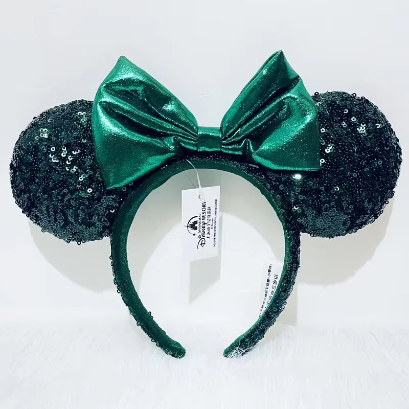 Minnie Mouse Sequin Ears Headband with Bow – Disney Park Style