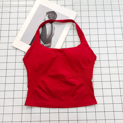 Women's Padded Halter Neck Backless Sports Top